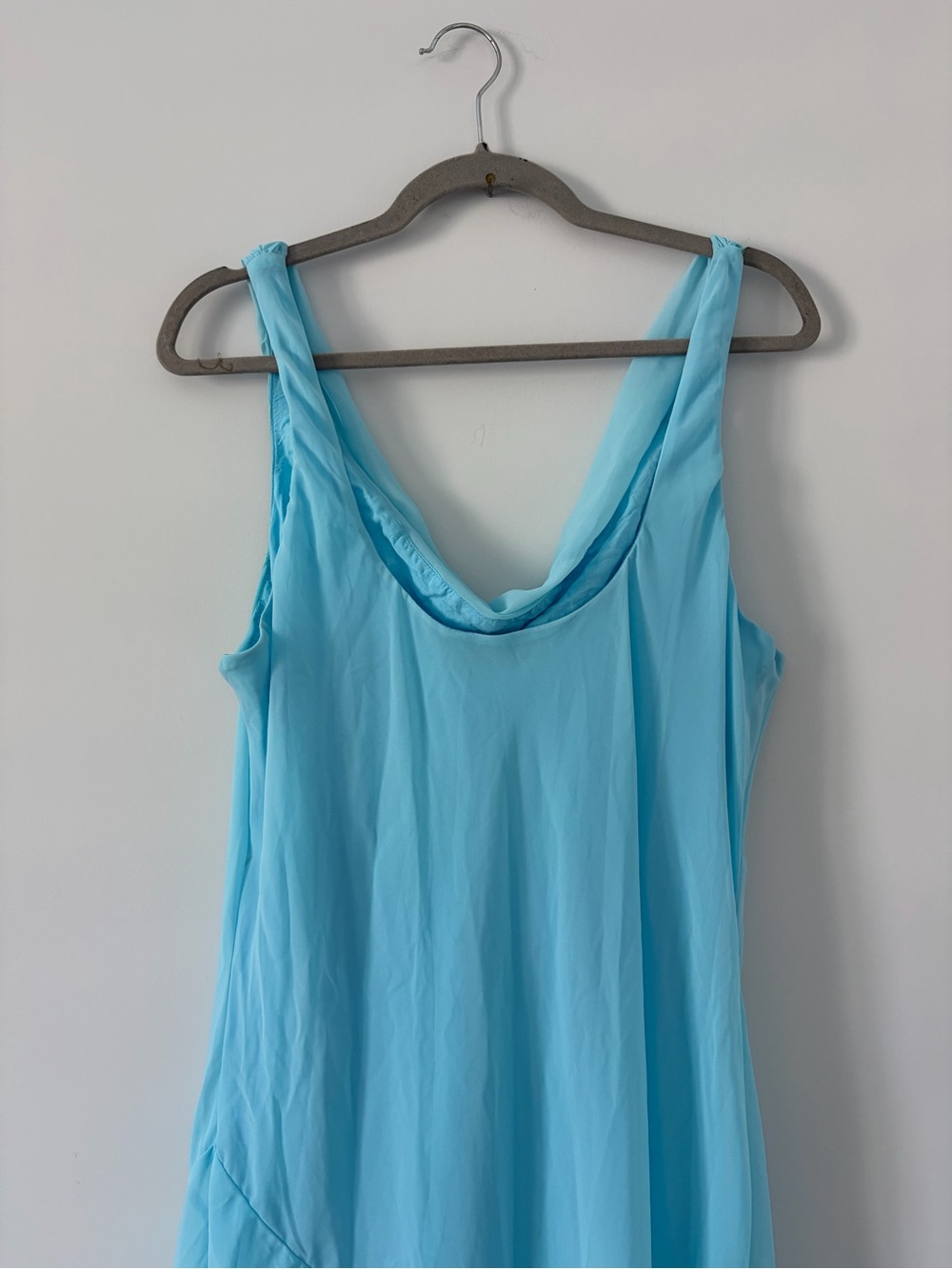 Abercrombie & Fitch Light Blue Cowl Neck Midi Sleeveless Boho Chiffon Dress XL - Picture 3 of 11